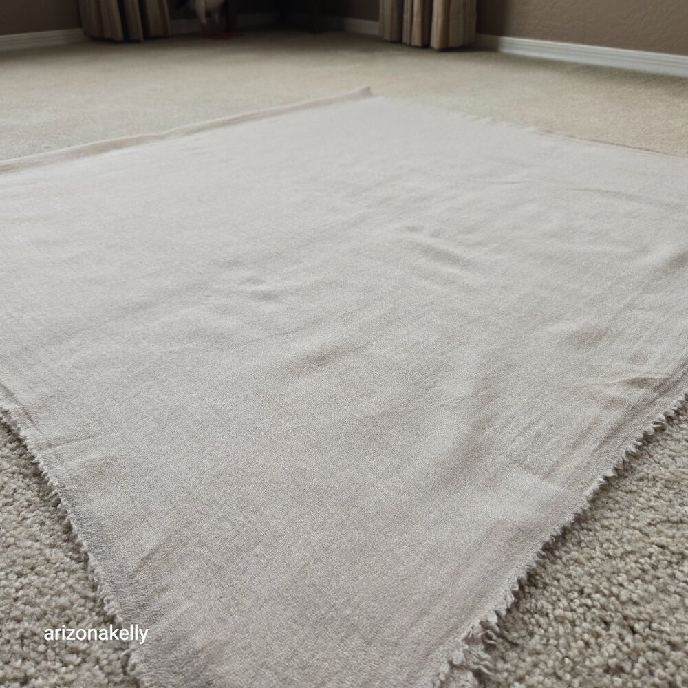 Lightweight Wool Scarf/Wrap Large Woven Neutral Tan - Picture 5 of 7